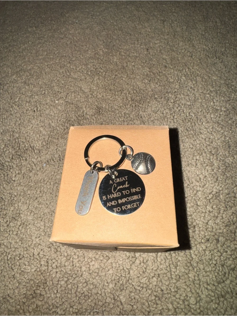 Amazon Silver Coach Appreciation Keychain with Baseball Charm